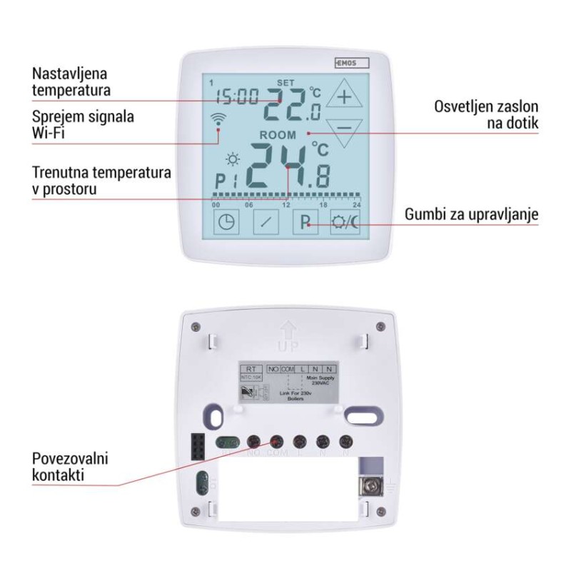 Sobni žični WiFI GoSmart termostat P56S01 s programiranjem