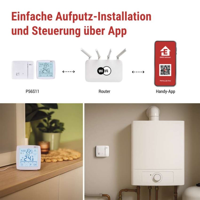 GoSmart Raumthermostat P56S11 mit WiFi, programmierbar, kabellos