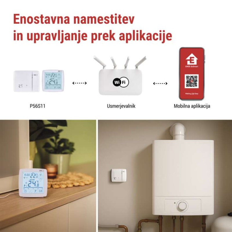Sobni brezžični WiFi GoSmart termostat P56S11 s programiranjem