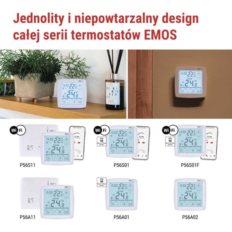 Inteligentny termostat pokojowy, bezprzewodowy, GoSmart z WiFi, P56S11