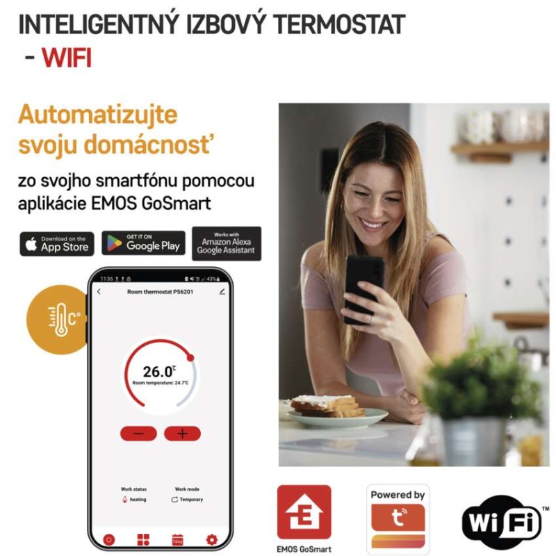Izbový programovateľný drôtový WiFi GoSmart termostat P56201