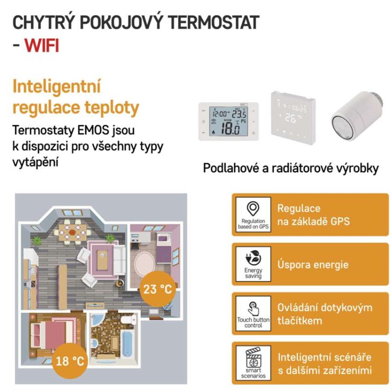 Pokojový programovatelný bezdrátový WiFi GoSmart termostat P56211
