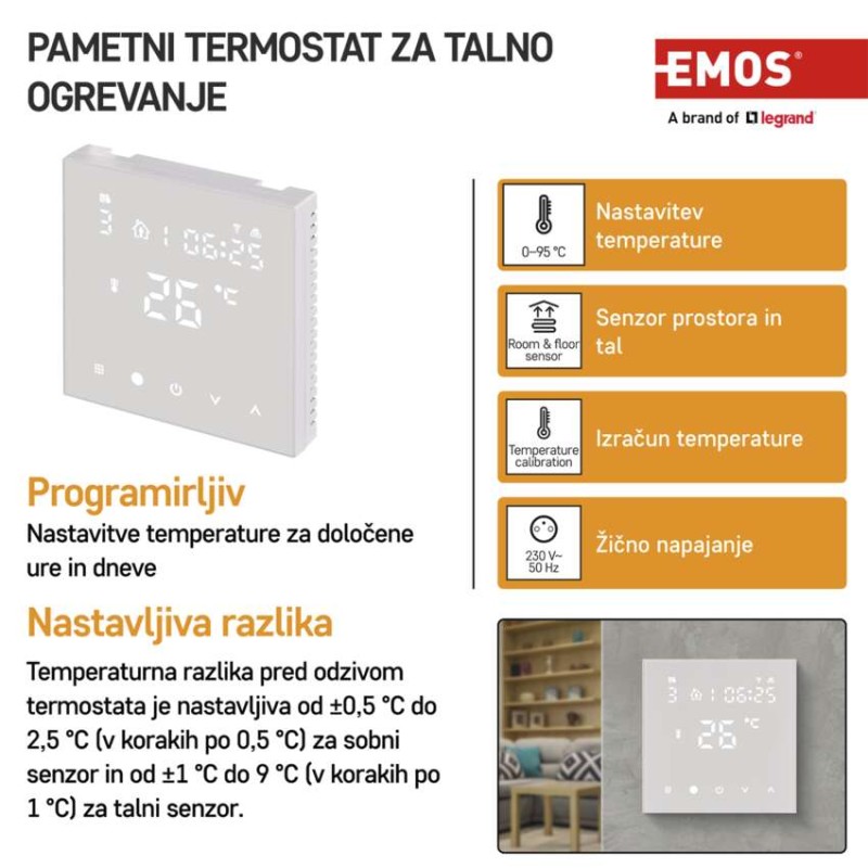 Talni žični termostat WiFi GoSmart P56201UF s programiranjem