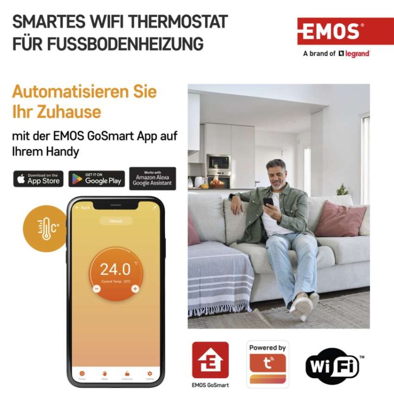 GoSmart Fußbodenheizung-Thermostat P56201UF mit WiFi, programmierbar, verkabelt