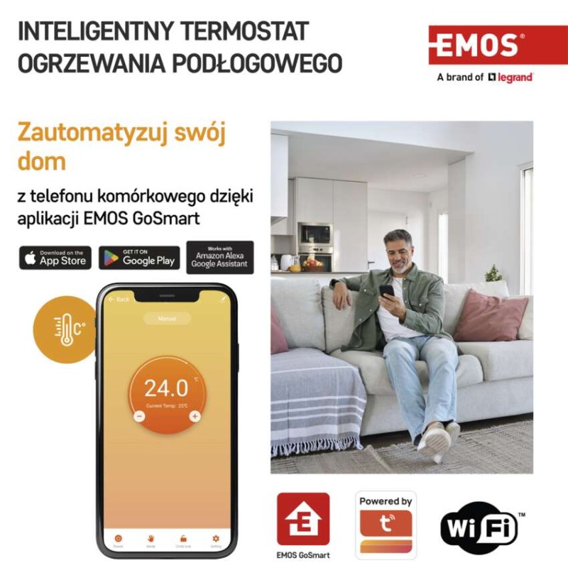 Inteligentny termostat pokojowy do ogrzewania podłogowego, GoSmart z WiFi, P56201UF