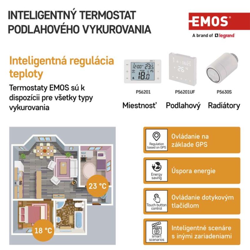 Podlahový programovateľný drôtový WiFi GoSmart termostat P56201UF