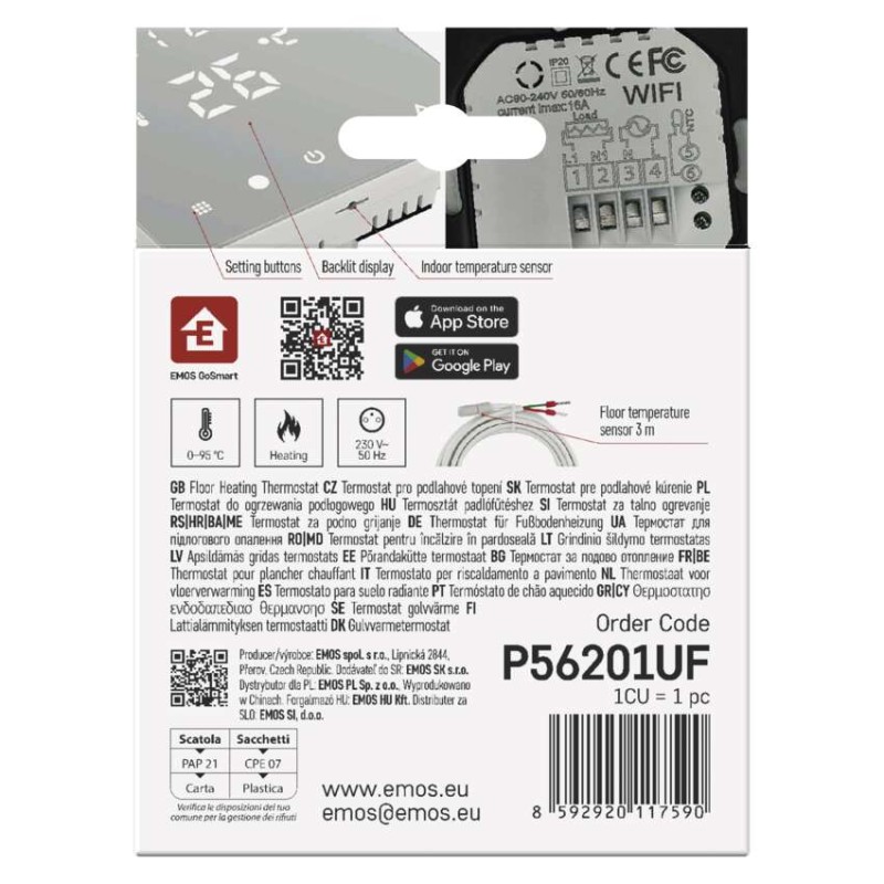 Podlahový programovatelný drátový WiFi GoSmart termostat P56201UF