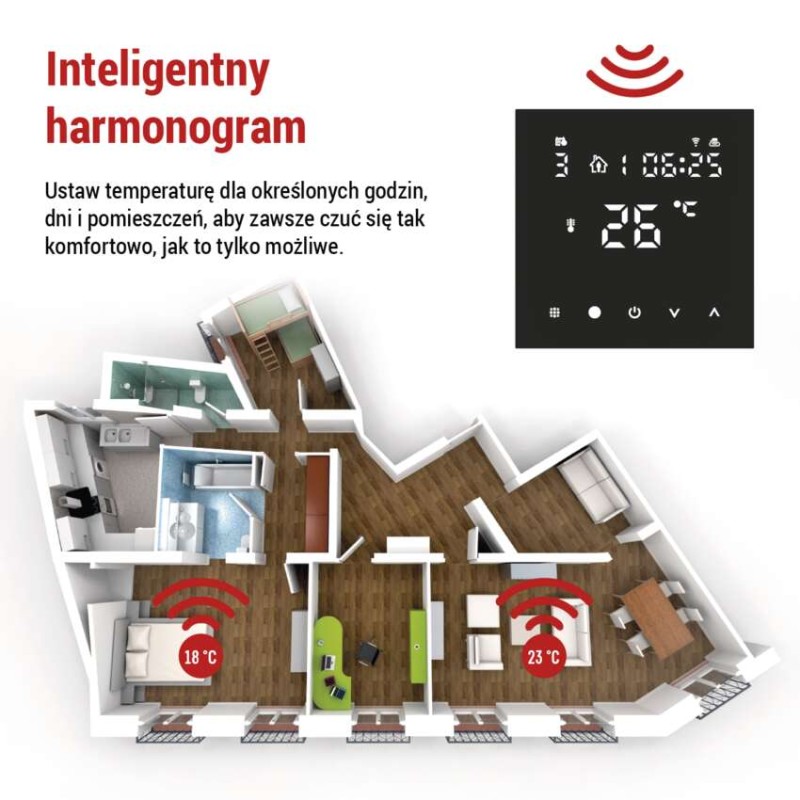 GoSmart Termostat pokojowy do ogrzewania podłogowego, P56201BUF z WiFi