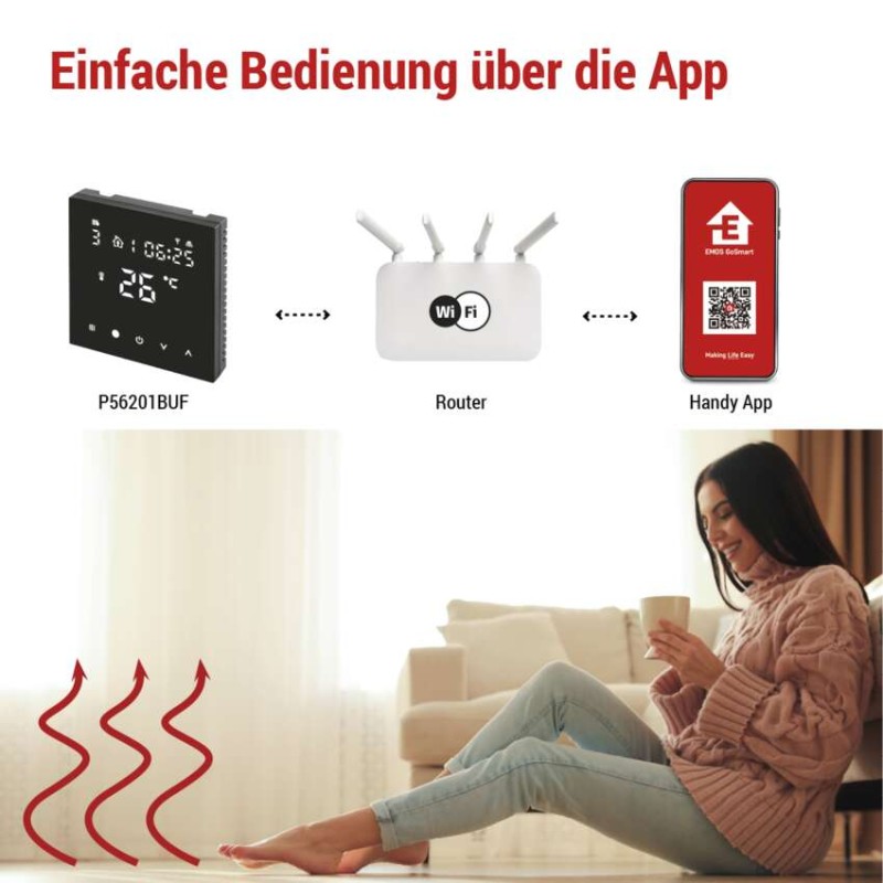 GoSmart Fußbodenheizung-Thermostat P56201BUF mit WiFi, programmierbar, verkabelt
