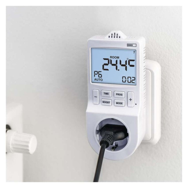 2 az 1-ben konnektoros, digitális termosztát időzítő funkcióval, schuko