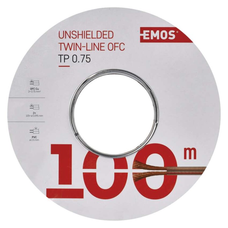 Dvojlinka netienená 2x0,75mm priehľadná, 100m