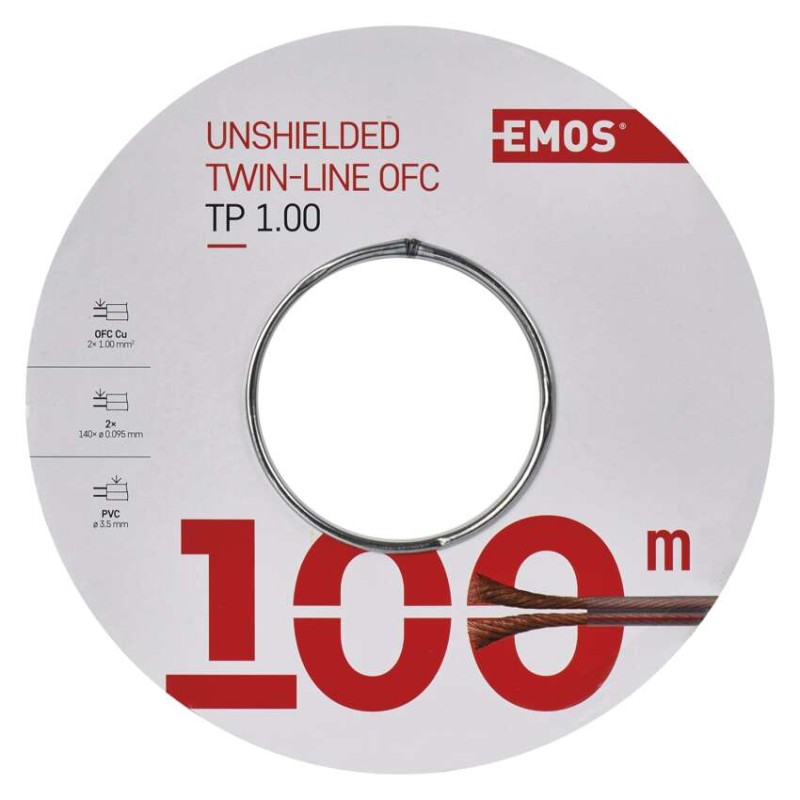 Dvojlinka netienená 2x1,0mm priehľadná, 100m