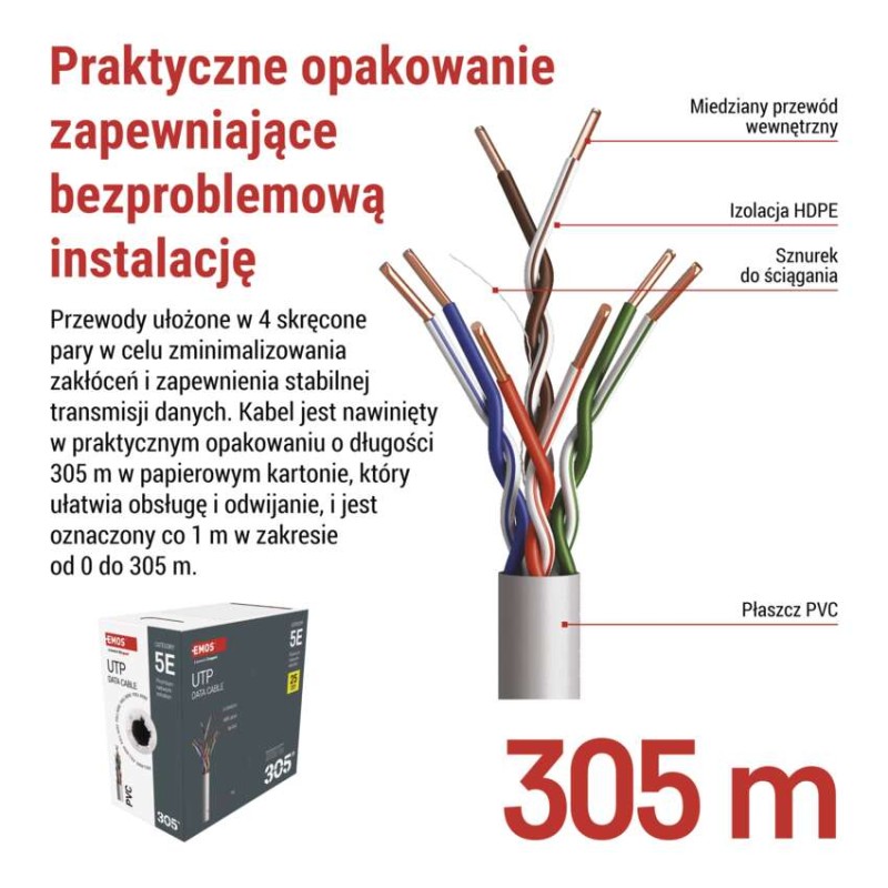 Kabel UTP Cat5e, 305m