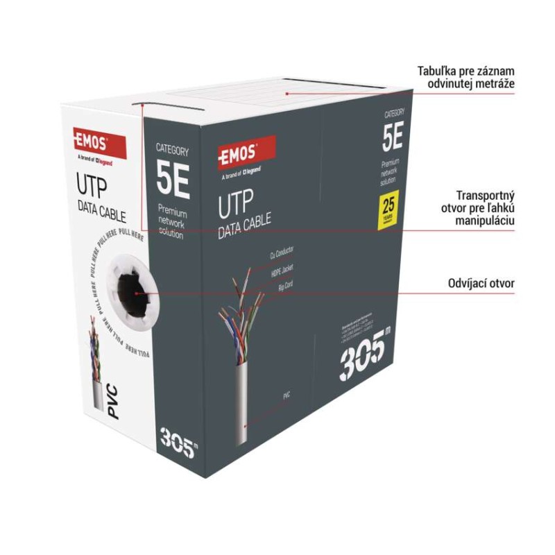 Datový kábel UTP CAT 5E, 305m