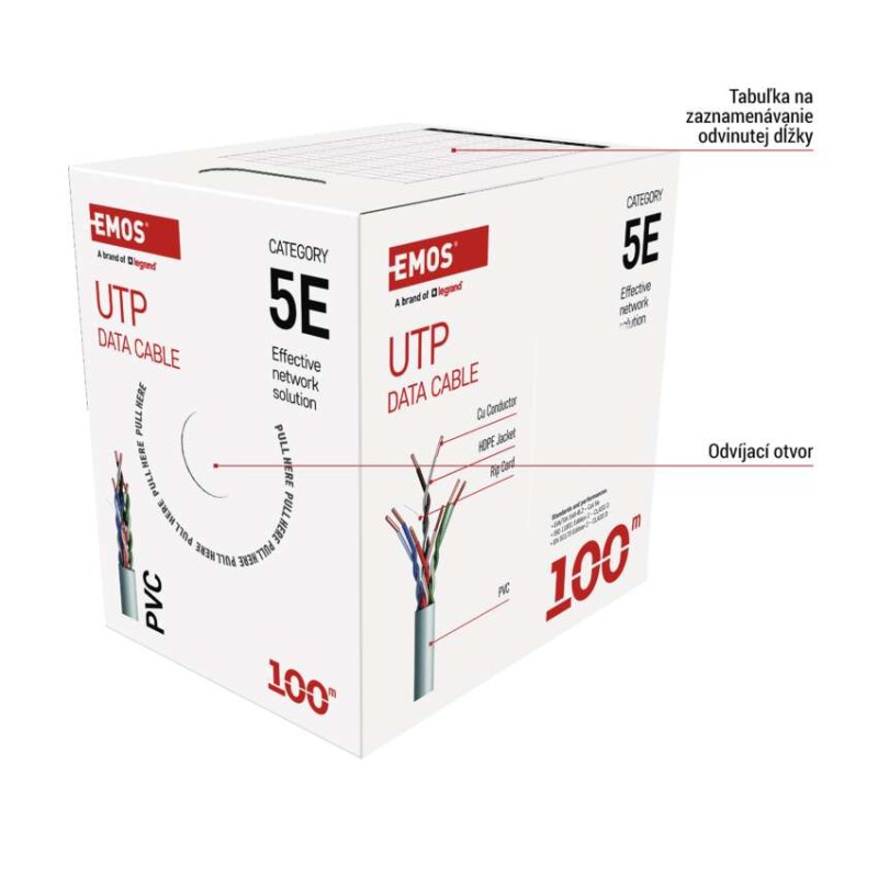 Datový kábel UTP CAT 5E PVC Basic, 100m