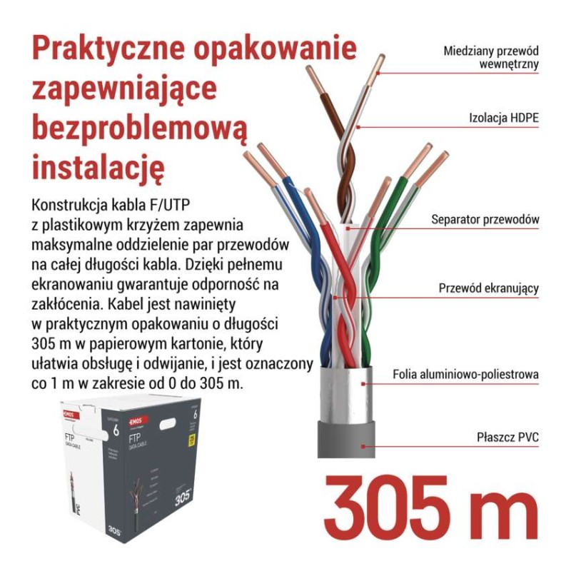 Kabel FTP Cat6, 305m