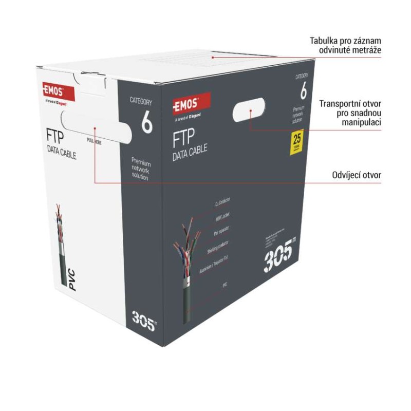 Datový kabel FTP CAT 6, 305m