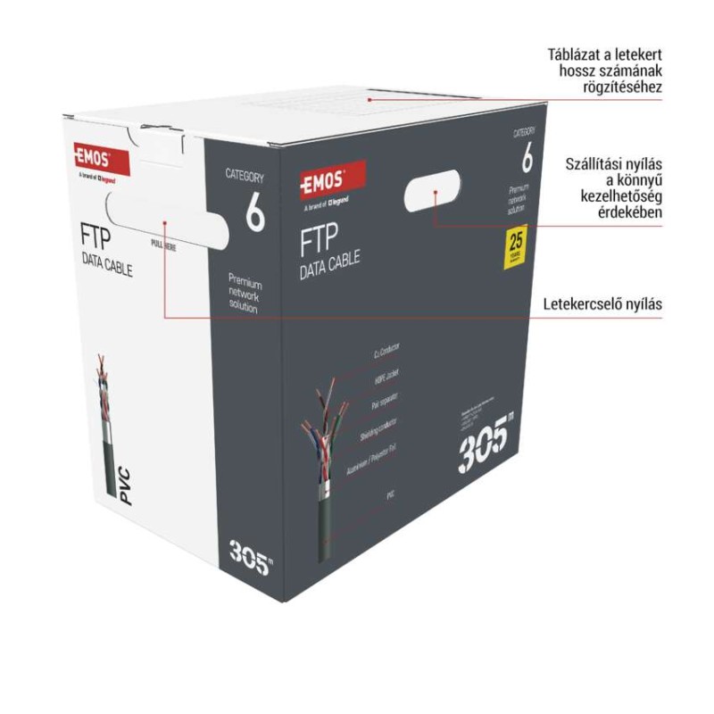 EMOS FTP kábel CAT6 305m
