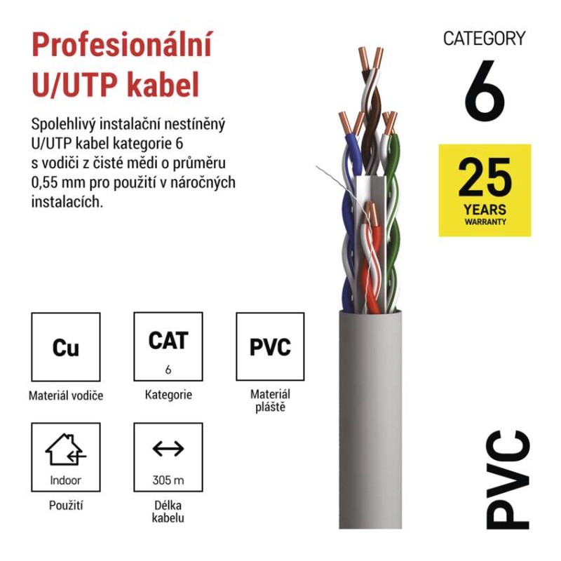 Datový kabel UTP CAT 6, 305m