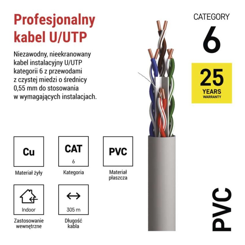 Kabel UTP Cat6, 305m