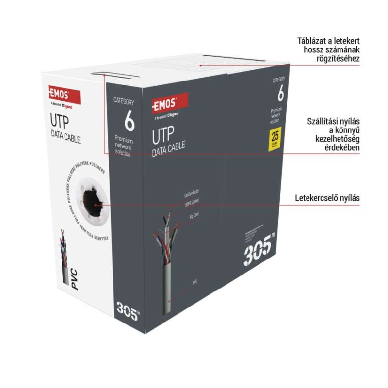 EMOS UTP kábel CAT6 305m