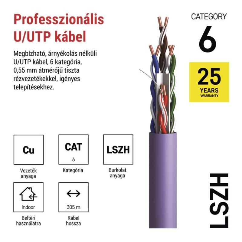 EMOS UTP kábel CAT6 LSZH 305m