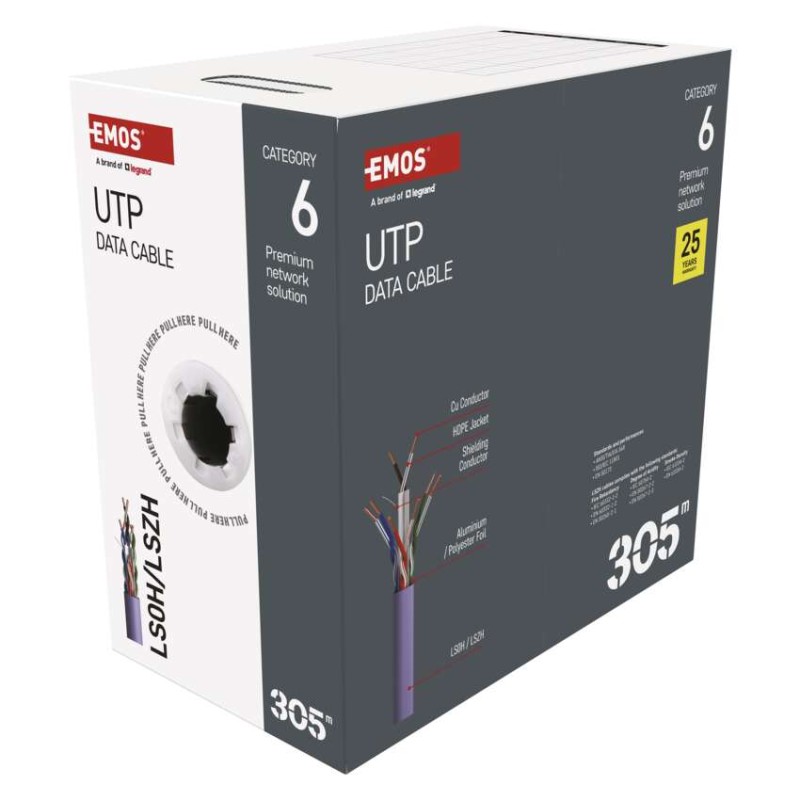 Datový kábel UTP CAT 6 LSZH, 305m