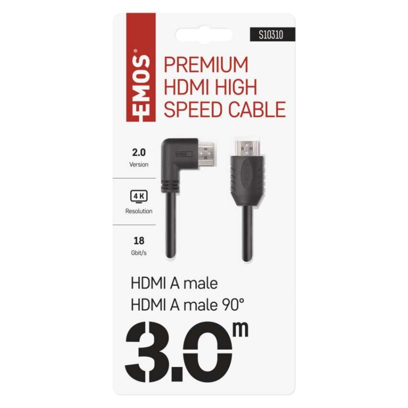 HDMI 2.0 high speed kábel A vidlica – A vidlica 90° 3m