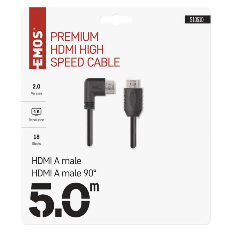HDMI 2.0 high speed kábel A vidlica – A vidlica 90° 5m