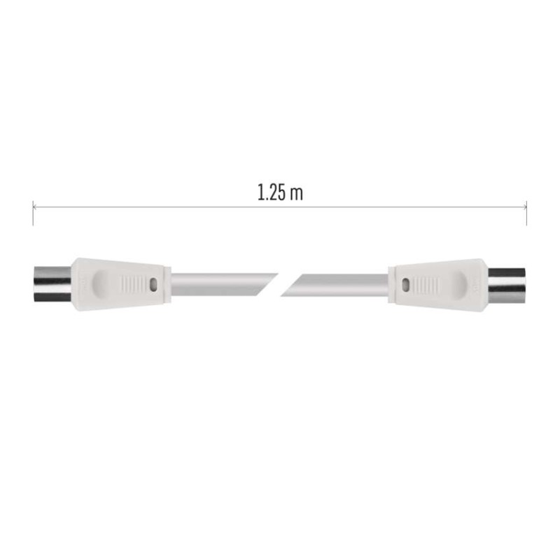 Antenas koaksiālais kabelis, ekranēts, 1,25 m, – taisns