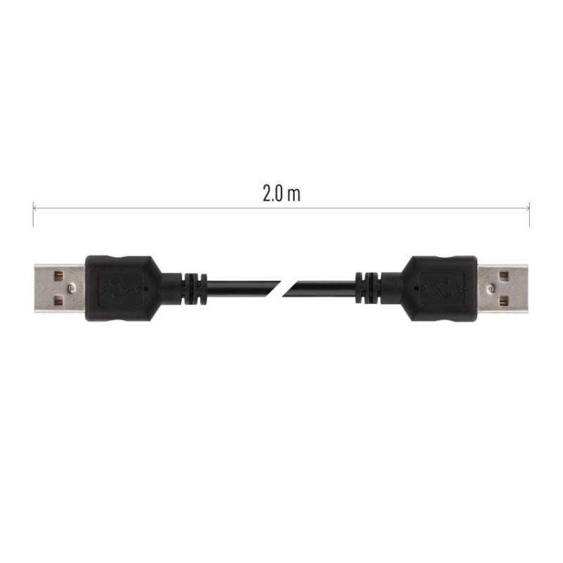 Laadimis- ja ühenduskaabel USB-A 2.0 / USB-A 2.0, 2 m, must