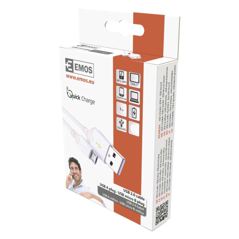 USB Kabel 2.0 A Stecker - Micro B Stecker 1m, weiss, QC