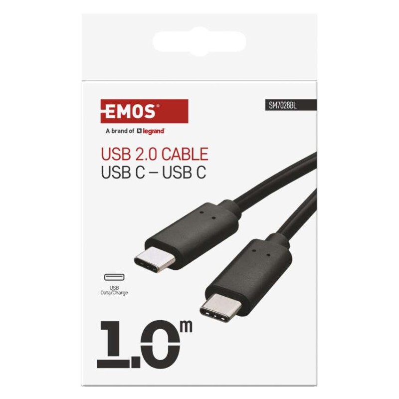 Kabel USB 2.0, wtyk C - C, szybkie ładowanie, transmisja danych, 1 m, czarny