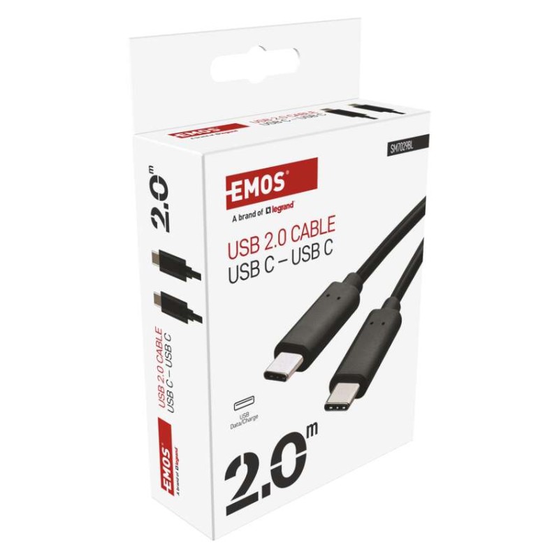 Kabel USB 2.0, wtyk C - C, szybkie ładowanie, transmisja danych, 2 m, czarny