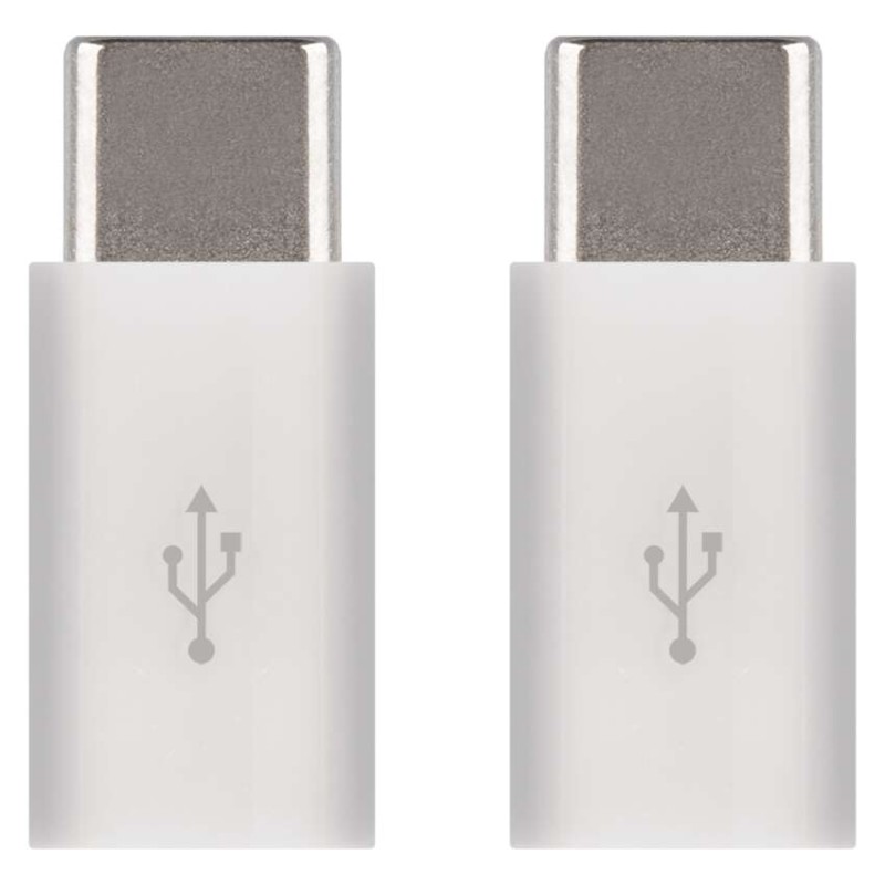 Adaptér micro USB-B 2.0 / USB-C 2.0, bílý, 2 ks