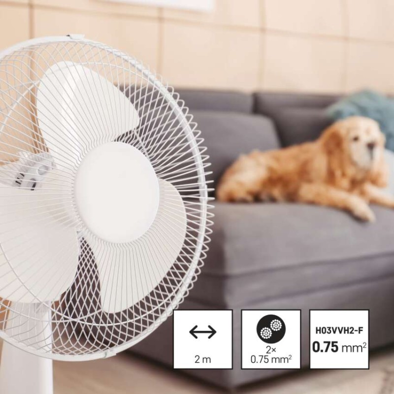 Przewód przyłączeniowy PVC 2x0,75mm, 2m biały