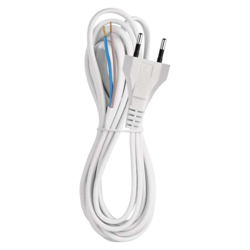 Maitinimo laidas PVC 2x 0,75 mm2, 3 m, baltas