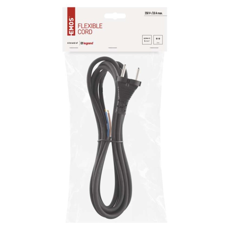 Flexo zsinór gumi/neoprén 2×1mm2, 3m, fekete