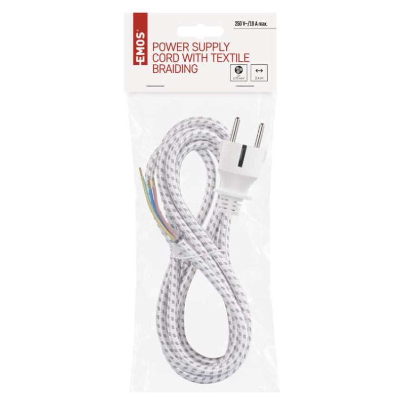 Toitejuhe tugevdatud tekstiilkattega 3 x 0,75 mm2 triikrauale, 2,4 m