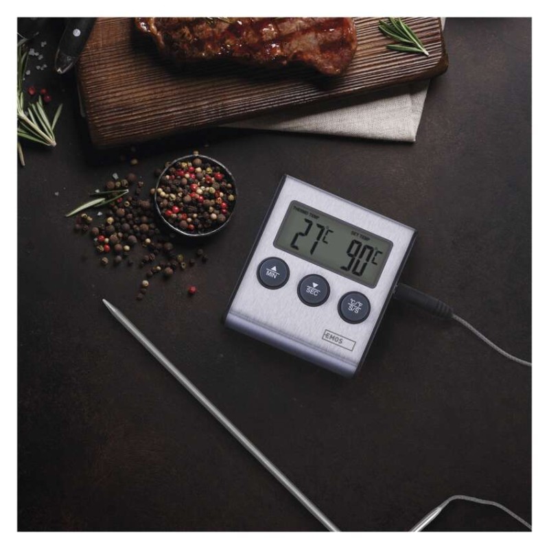 Digitālais grila termometrs ar taimeri, vadu sensors E2157