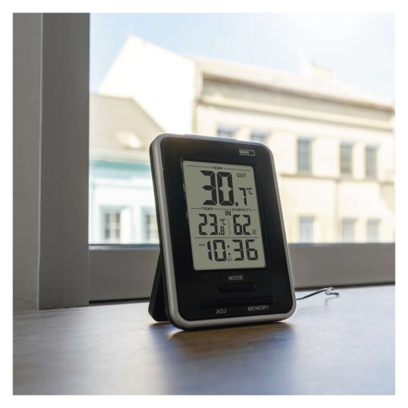 Digitālais termometrs ar mitruma mērītāju, vadu sensors, modinātājs E0121