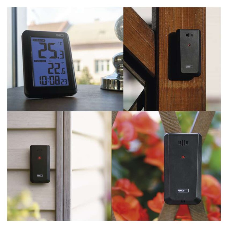 Digitální teploměr, bezdrátové čidlo, budík E8636