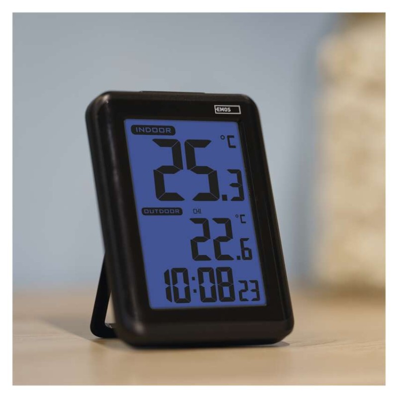 Digitální teploměr, bezdrátové čidlo, budík E8636