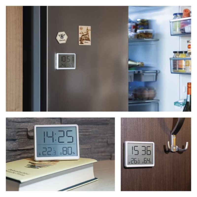Digitális hőmérő páratartalom-mérővel, vezeték nélküli érzékelővel, óra, dátum E6210