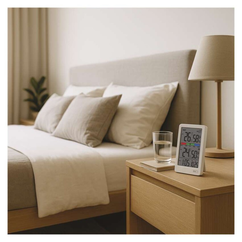 Digitális hőmérő páratartalom-mérővel, vezeték nélküli érzékelővel, óra, dátum E0558W