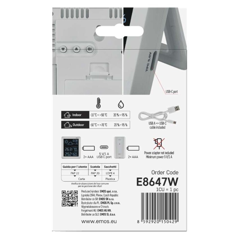 EMOS Meteorológiai állomás E8647W