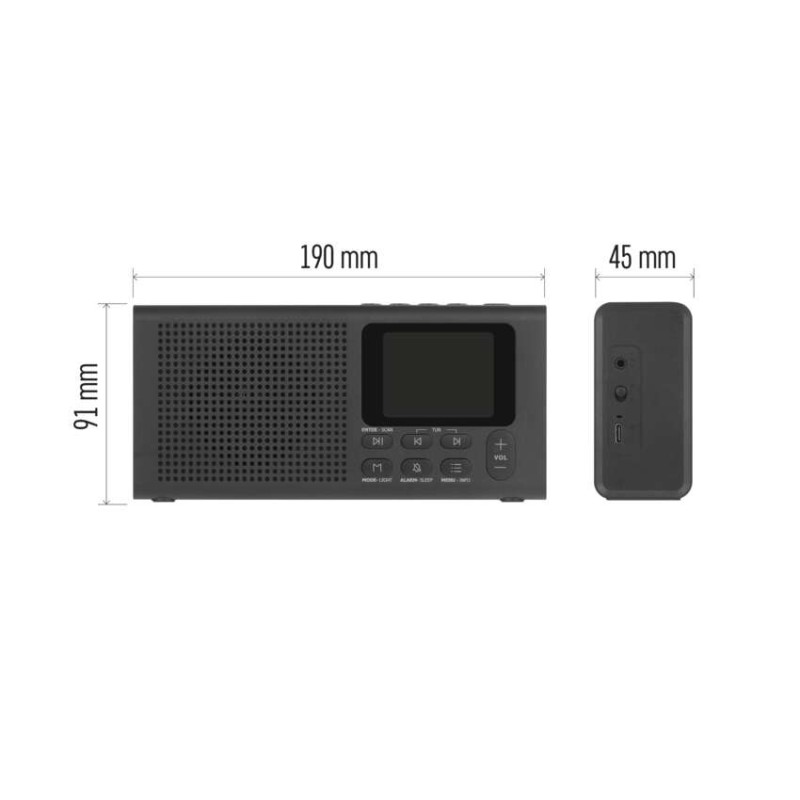Přenosné rádio s Bluetooth, DAB / DAB+ / FM, černé