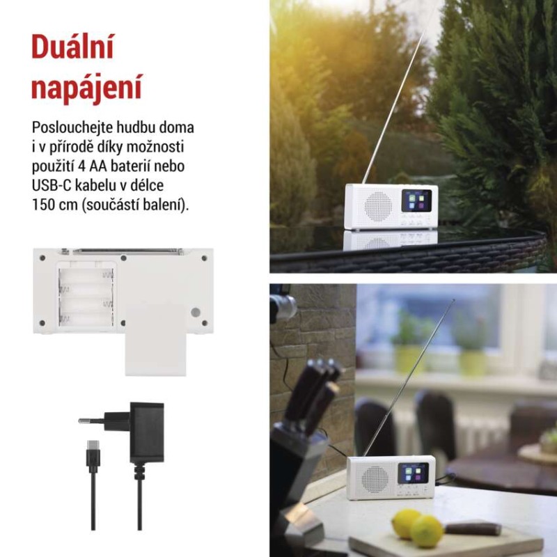 Přenosné rádio s Bluetooth, DAB / DAB+ / FM, bílé