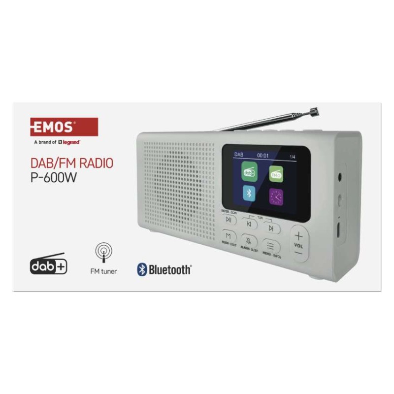 Prenosné rádio s Bluetooth, DAB / DAB+ / FM, biele