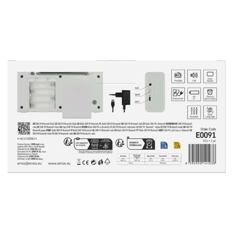 Prenosné rádio s Bluetooth, DAB / DAB+ / FM, biele
